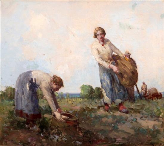 William Lee Hankey (1869-1952) Gathering Turnips, 14 x 16in.
